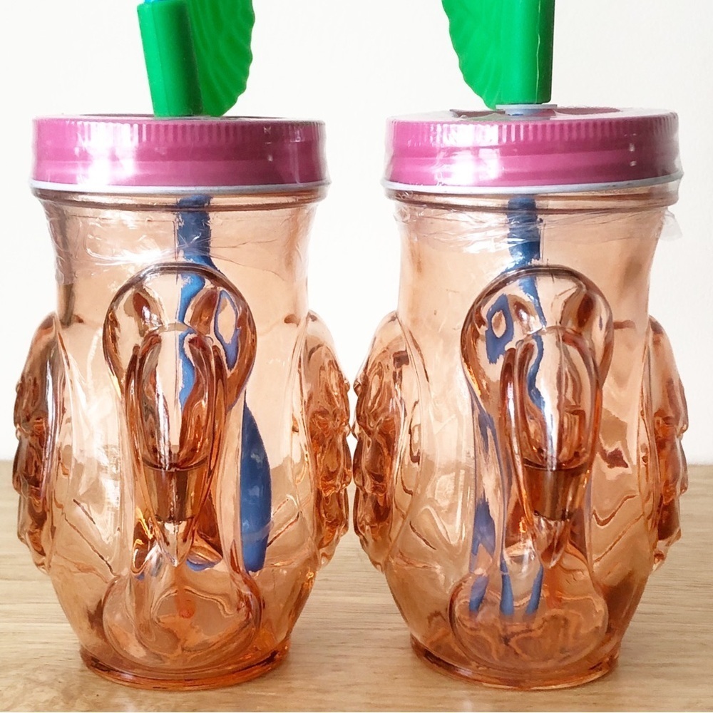 Target Bullseye Flamingo Mason Jar 16oz. Glass Tumblers With Straw (2) - Picture 10 of 10